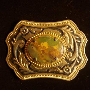 Vintage Western Style Belt Buckle - Stone